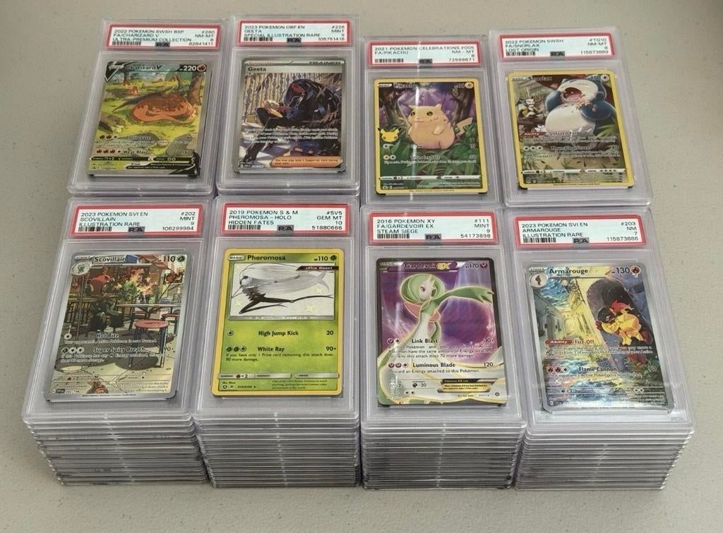 Gezocht: PSA / Beckett / ACE Pokémon & One Piece, grade 9-10, Ophalen of Verzenden, Zo goed als nieuw, Meerdere kaarten