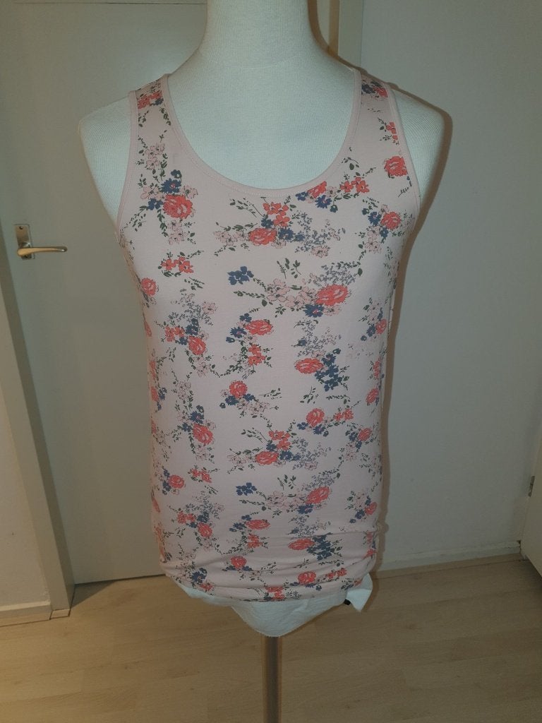 Roze bloemenprint top zonder mouwen maat L, Maat 42/44 (L), Ophalen of Verzenden, Zo goed als nieuw, Roze