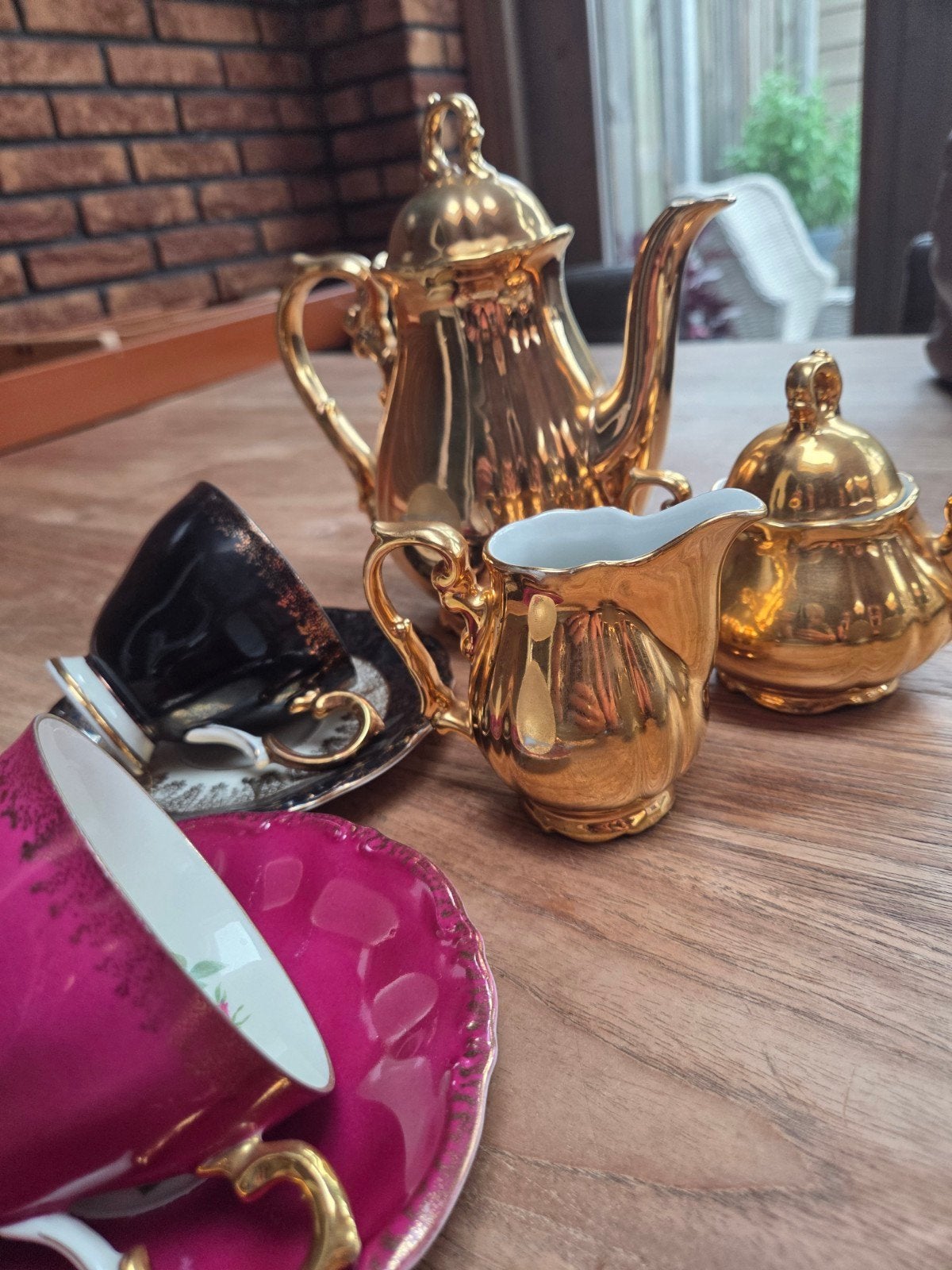 Vintage Bavaria Porseleinen Theeservies - Goudkleurig, Antiek en Kunst, Antiek | Servies los, Ophalen