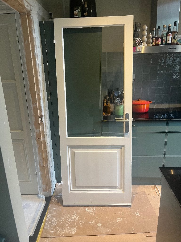 Houten paneeldeur met glas, Ophalen, Gebruikt, 80 tot 100 cm, Binnendeur