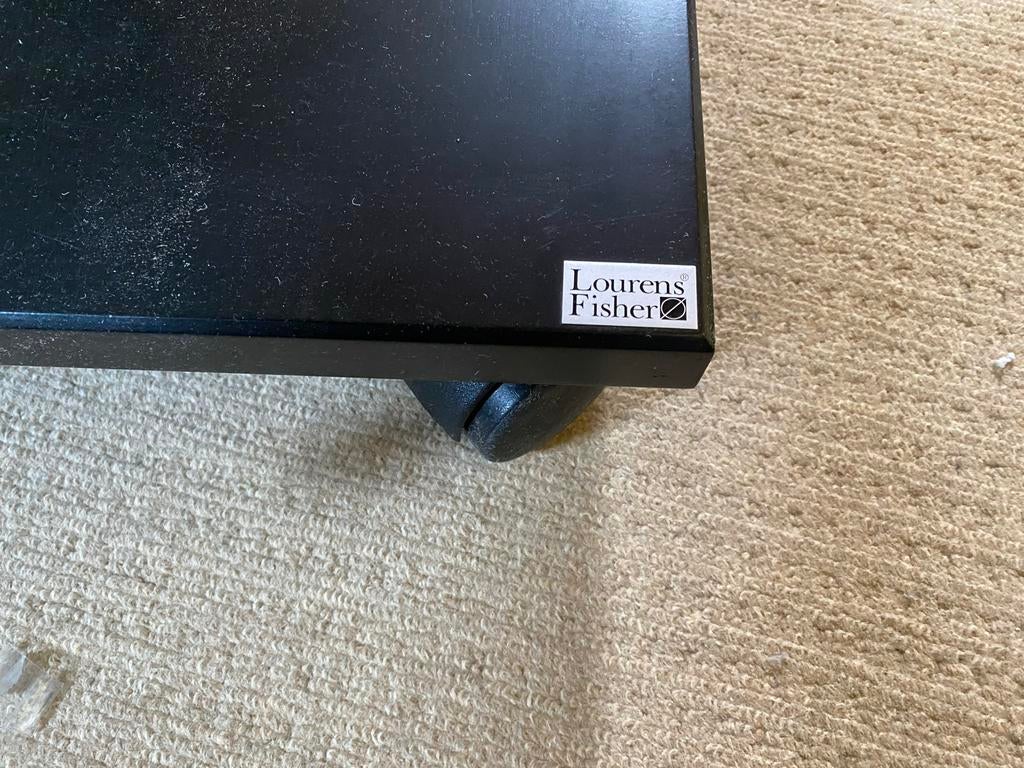 Lourens Fisher TV/stereomeubel met glazen platen, Ophalen, Gebruikt, 50 tot 100 cm, Glas