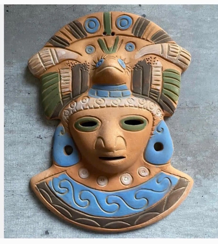 Terracotta wandmasker Vintage, Maya, Azteken, 27 x 19,5 cm, Antiek en Kunst, Ophalen of Verzenden