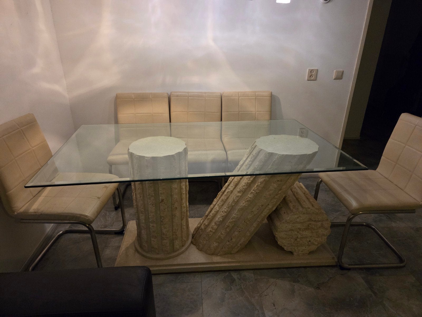 Stenen eettafel  in Griekse stijl, Ophalen of Verzenden, 25 tot 50 cm, Rechthoekig