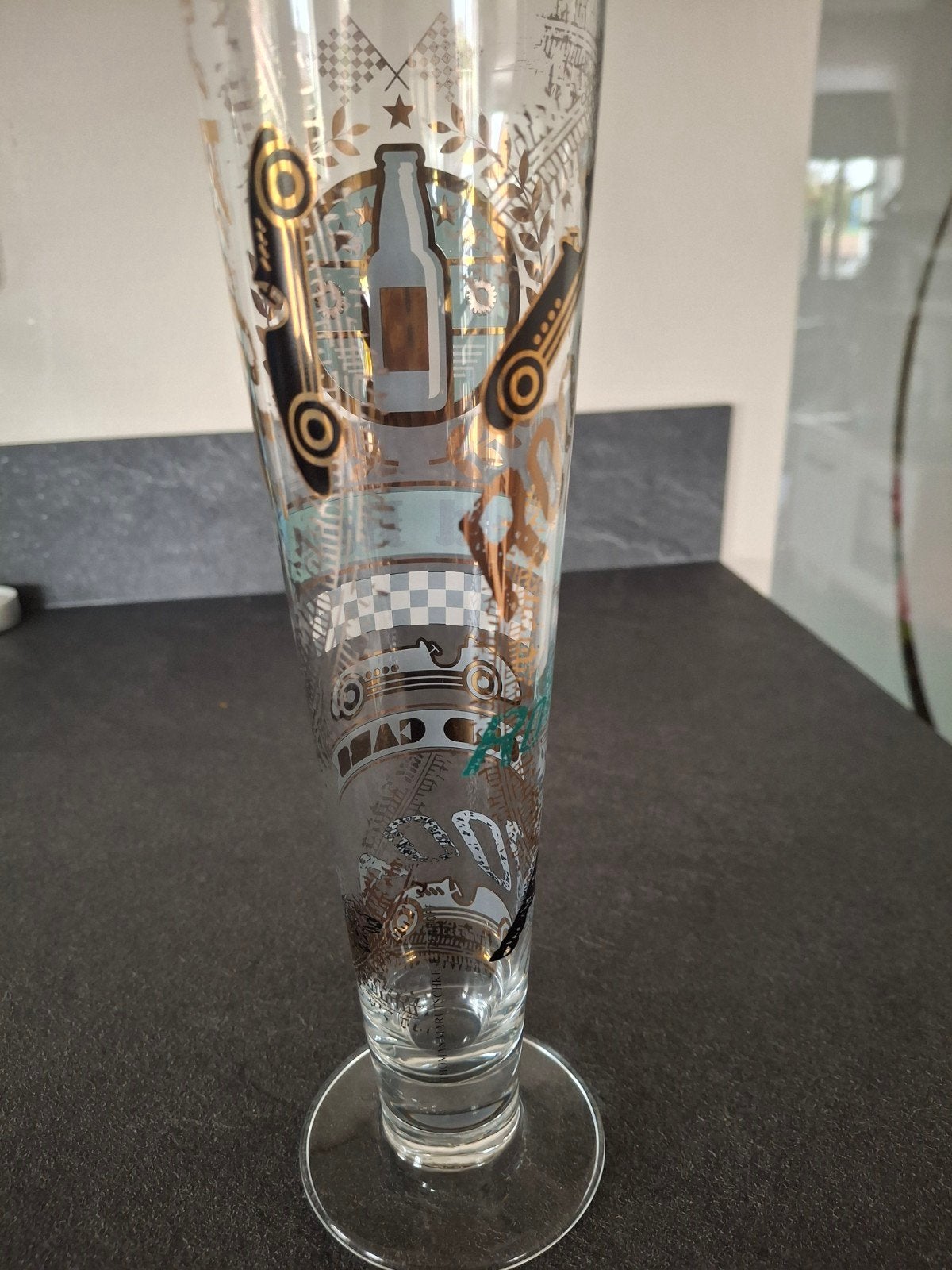 Bierglas met 'Cold Beer' en auto-opdruk, Glas of Glazen, Nieuw, Ophalen of Verzenden, Glas