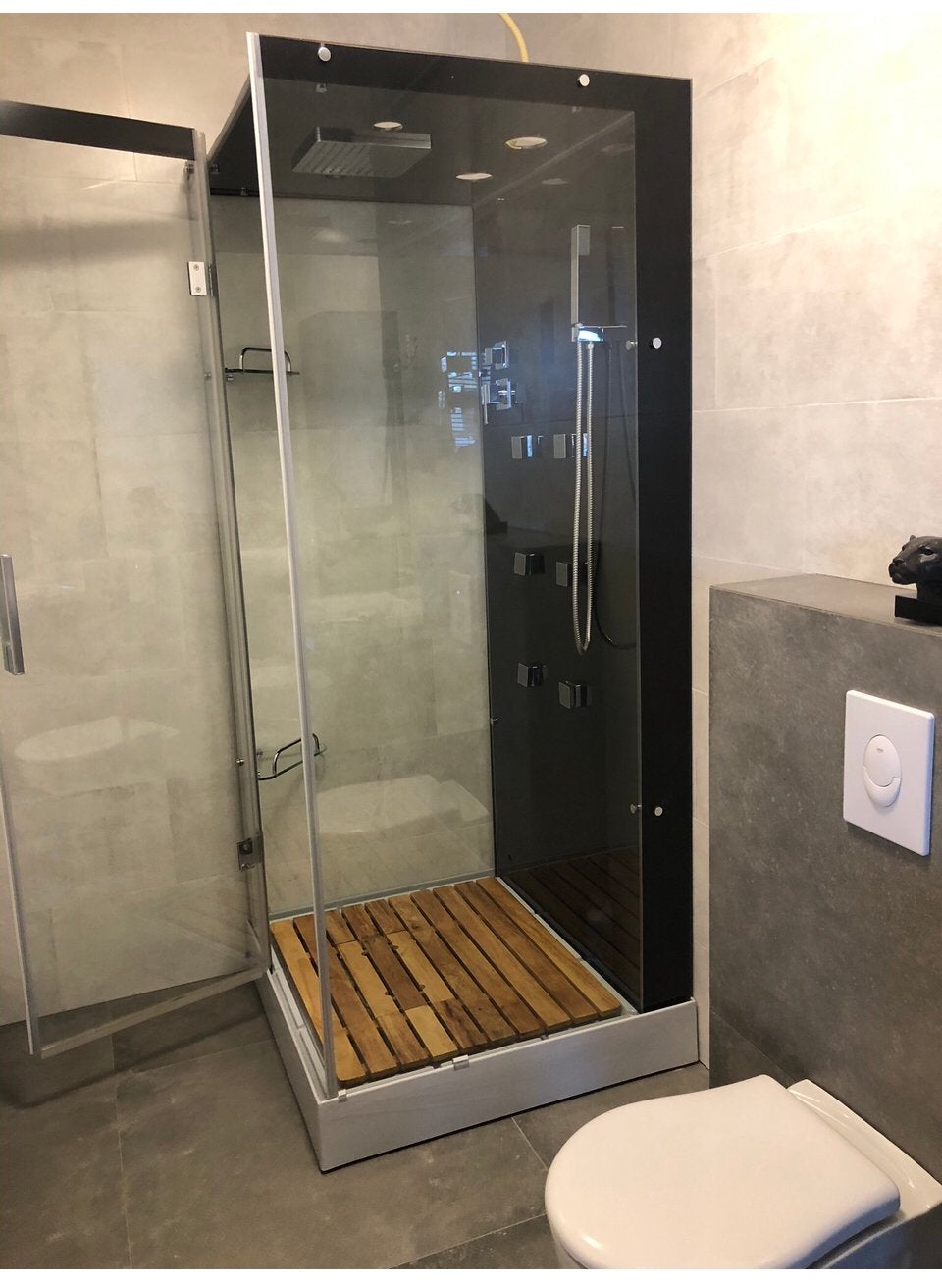 Douche cabine 2 vaste glazen wanden Douchebak 80x80 cm., Ophalen of Verzenden, Zo goed als nieuw
