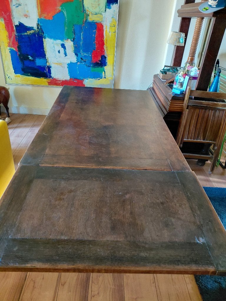 Brocante vintage eettafel, Huis en Inrichting, Tafels | Eettafels, Ophalen, Gebruikt, 100 tot 150 cm, Eikenhout