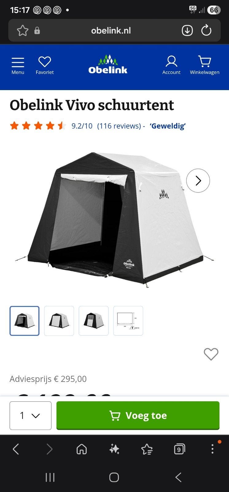 Schuurtent vivo obelink, Ophalen