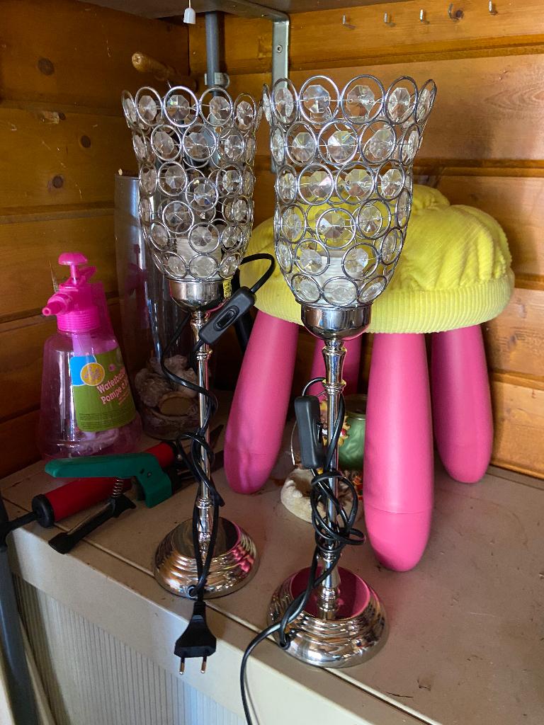 set leuke tafel lampjes, Huis en Inrichting, Lampen | Tafellampen, Ophalen of Verzenden, Zo goed als nieuw, Glas, Minder dan 50 cm