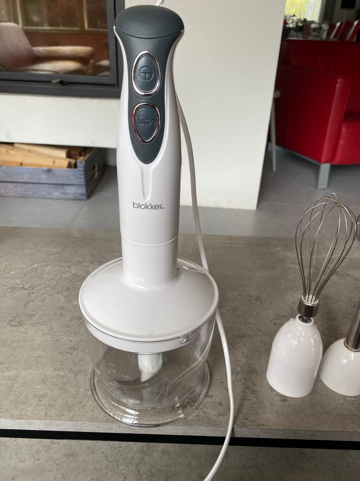 Blokker Staafmixer met Garde en Hakmolen - 400W, Minder dan 1 liter, Ophalen of Verzenden, Zo goed als nieuw, 2 snelheden