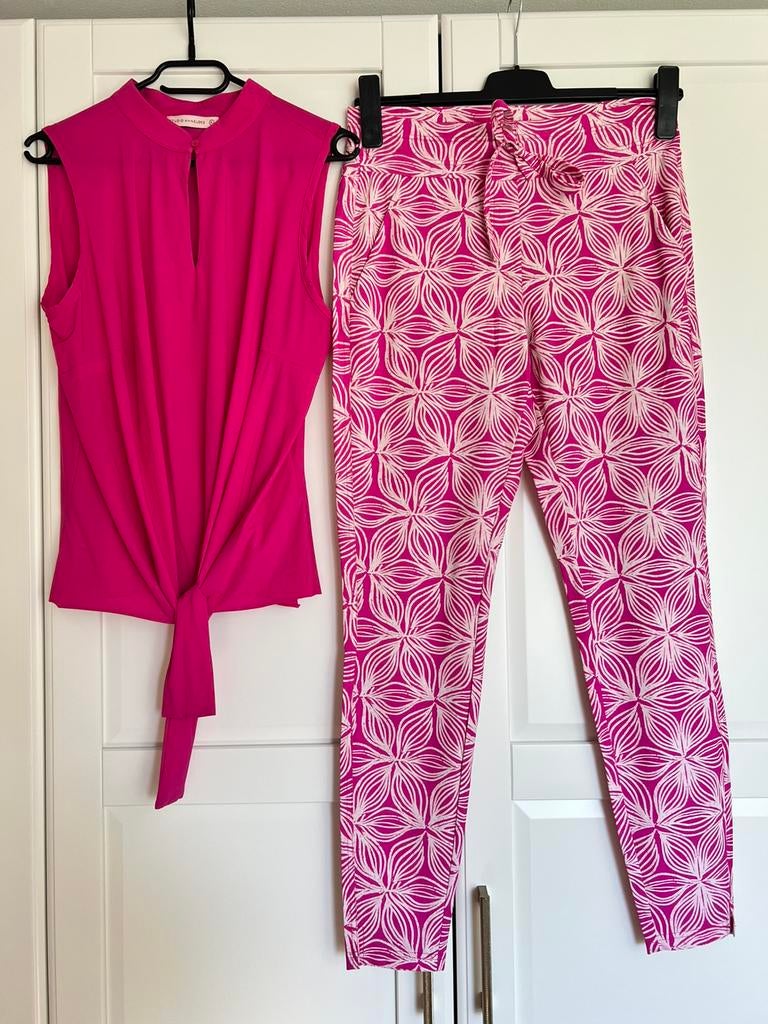 Studio anneloes knot blouse xl & stairdown broek M fuchsia, Ophalen of Verzenden