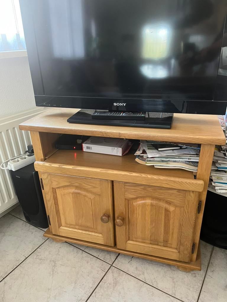 Blank eiken meubels en een elektrisch haardje, Ophalen, Gebruikt, 100 tot 150 cm, Blank eiken