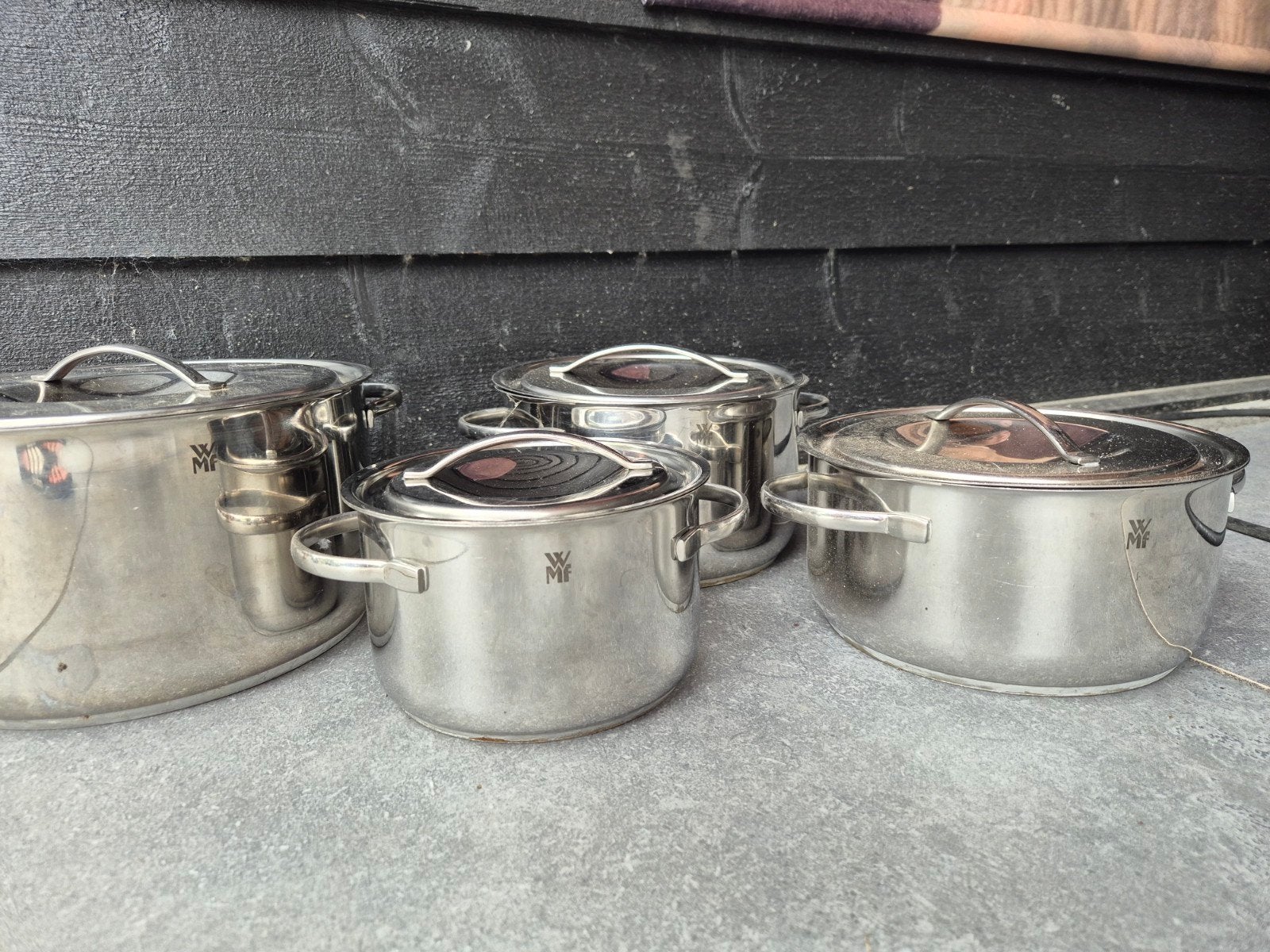 pannen set WMF voor gas, Huis en Inrichting, Keuken | Potten en Pannen, Ophalen, Met deksel, Pannenset, WMF