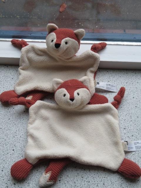 2 x Knuffeldoek vos of vosje van Hema terra /creme velours, Hema, Ophalen of Verzenden, Zo goed als nieuw, Wasbaar