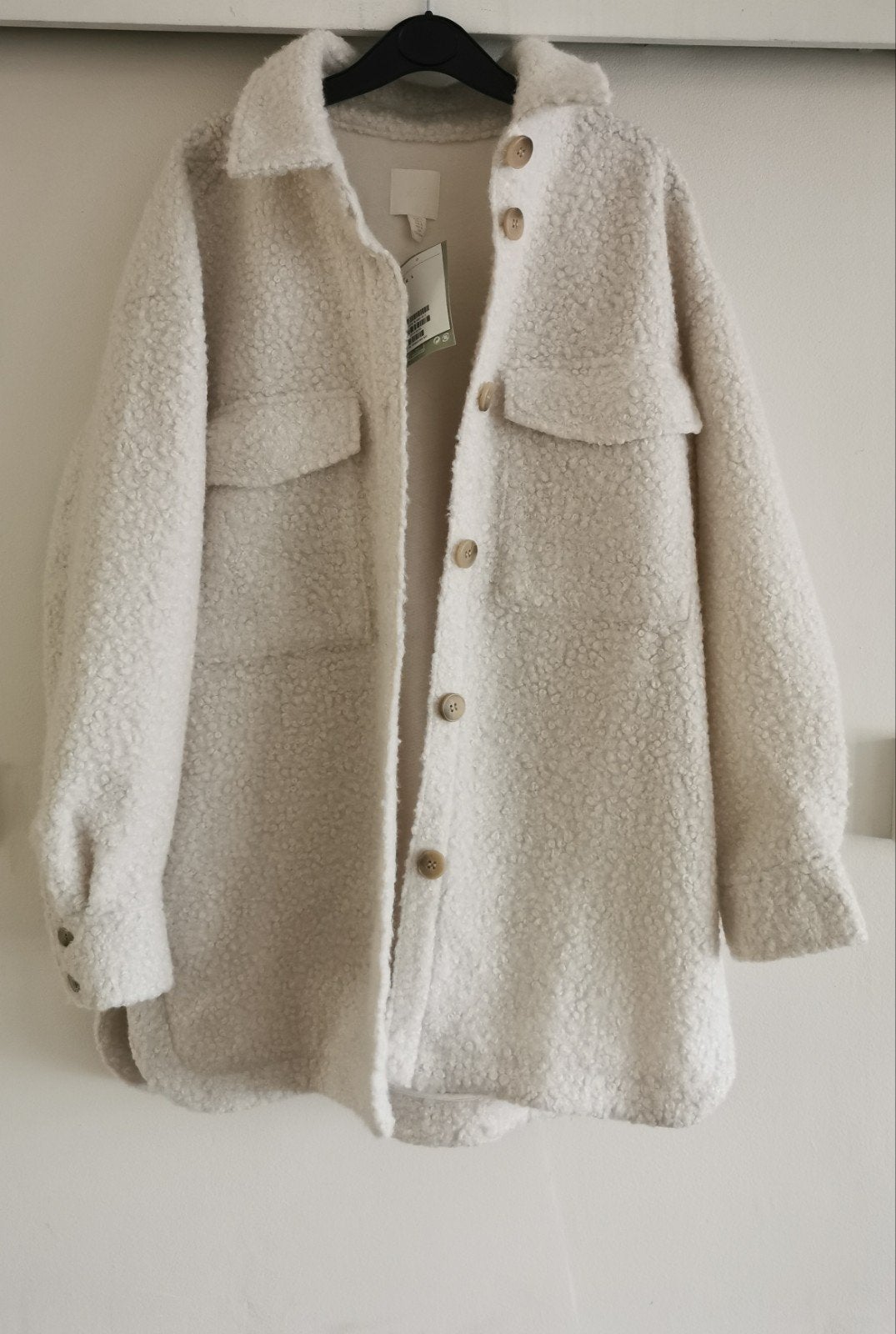 H&M teddy jas mt. L, H&M, Verzenden, Wit, Maat 42/44 (L)