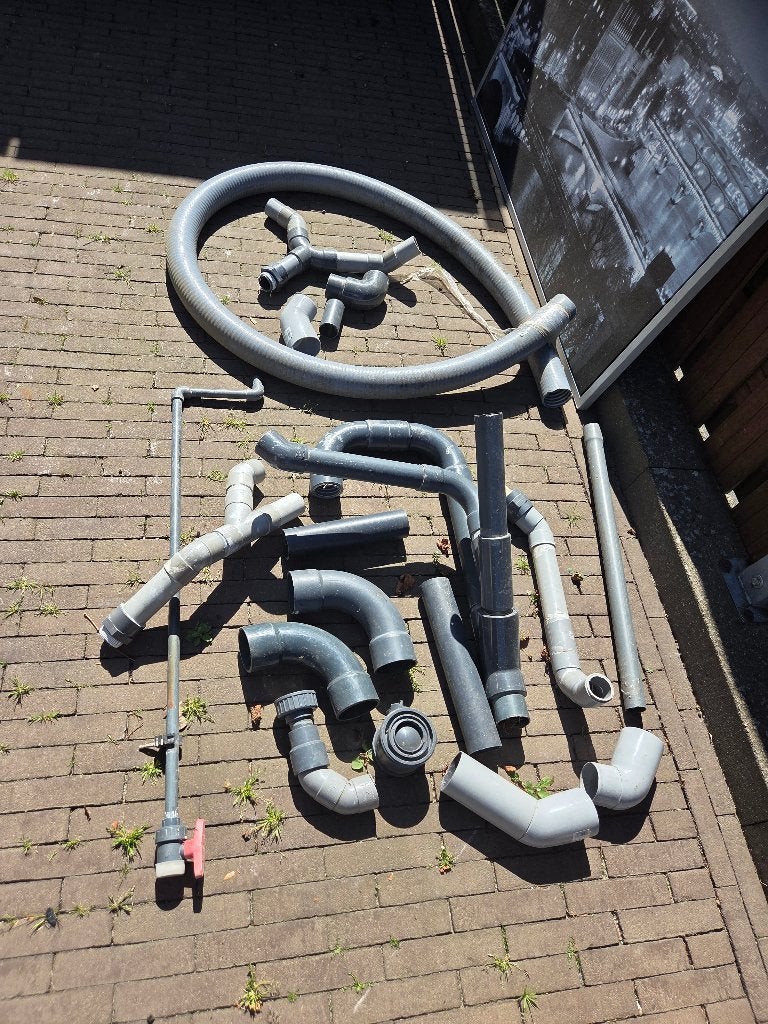 PVC Drukbuis hulpstukken, Doe-het-zelf en Verbouw, Buizen en Afvoer, Ophalen, Bochten, Gebruikt, Pvc