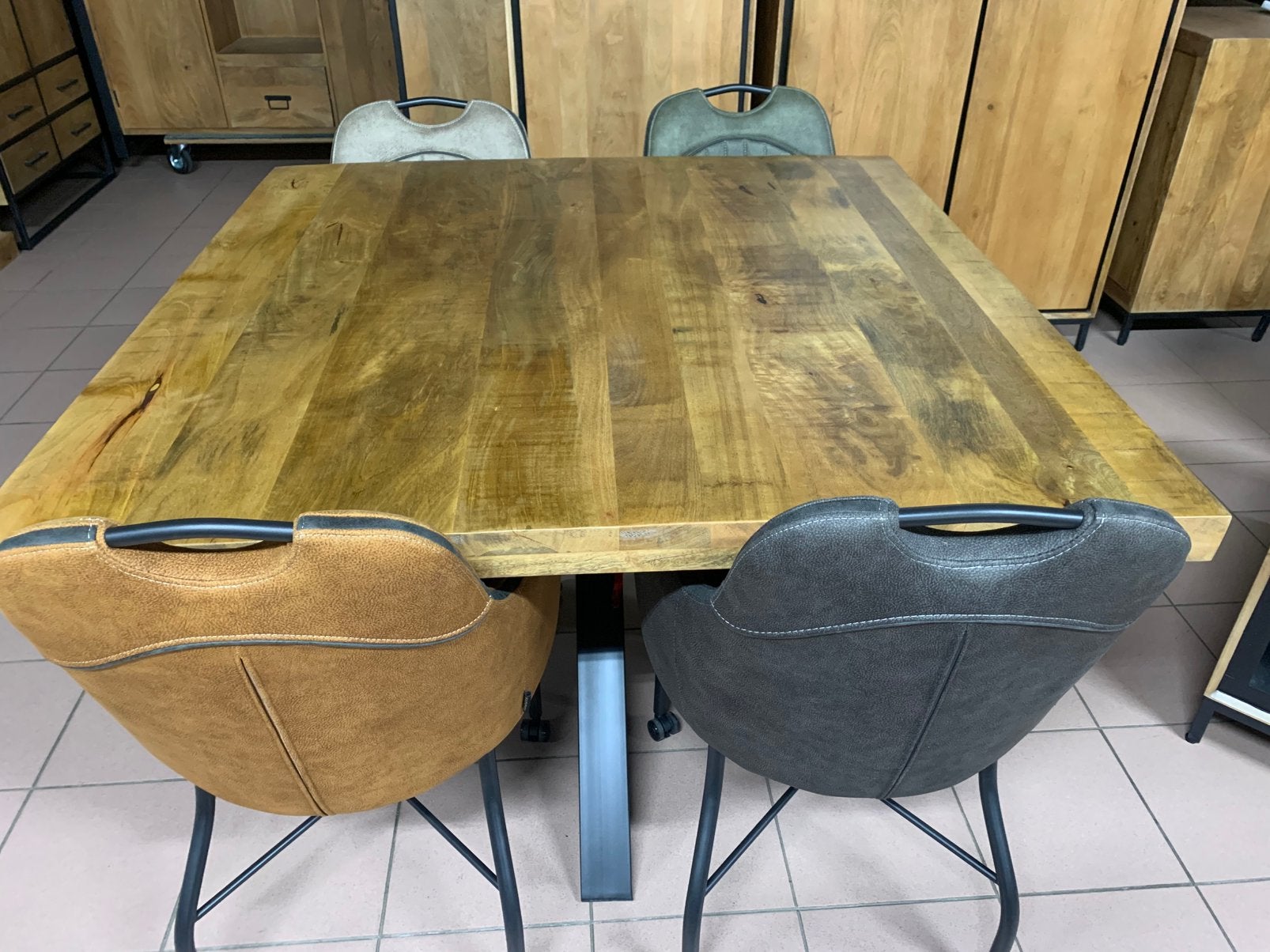 Mango massief houten vierkanten eettafel NIEUW, 100 tot 150 cm, Vierkant, Nieuw, Vijf personen of meer