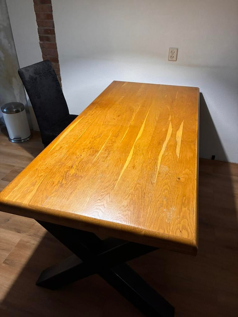 Tafel met 4x stoel zwart barok, Ophalen, Gebruikt, Eikenhout, 50 tot 100 cm