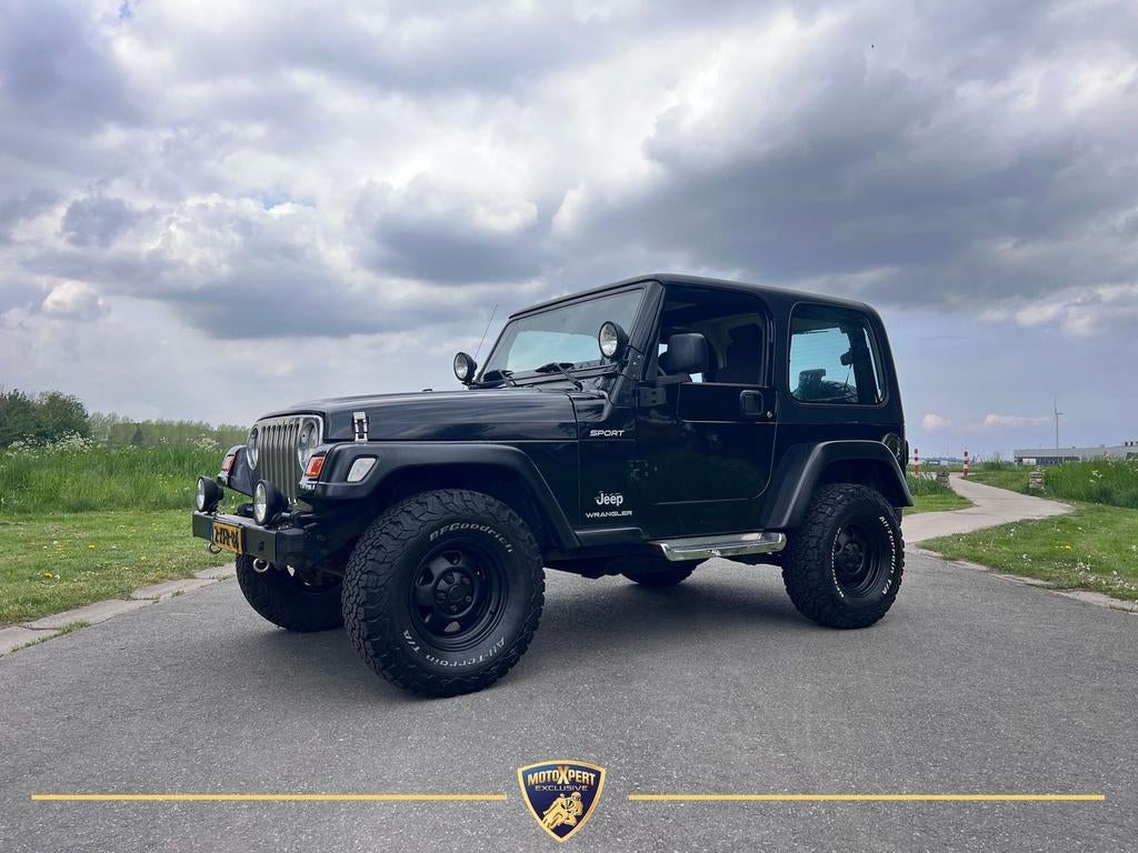 JEEP WRANGLER SPORT 2.4 HARDTOP + SOFTTOP (bj 2004), Auto's, Stof, Gebruikt, Zwart, 4 cilinders
