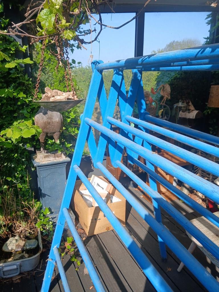 Vintage blauw houten droogrek / wasrek, Ophalen