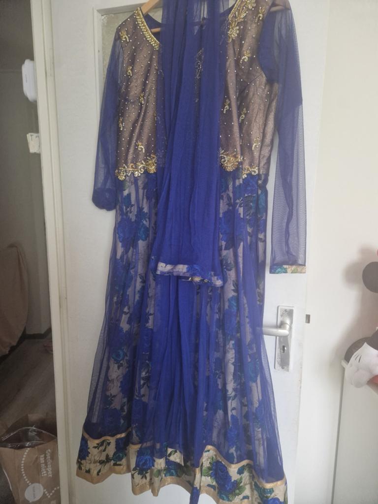 Prachtige Anarkali Jurk Maat 42/48 -, Overige typen, Blauw, Maat 42/44 (L), Ophalen of Verzenden