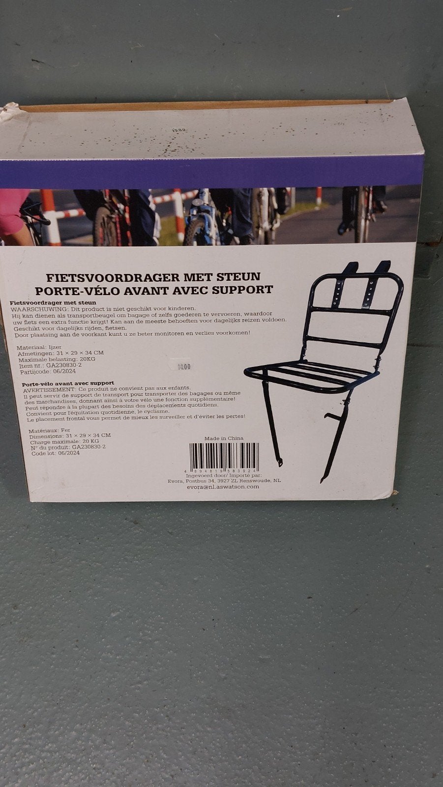 Fietsvoordrager met steun - Nieuw in doos  15,00 €, Ophalen, Nieuw