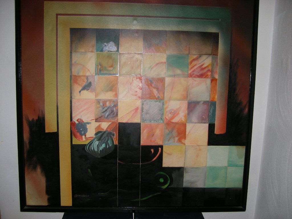 schilderij van Aad Leemans uit 1981 Zie omschrijving, Ophalen