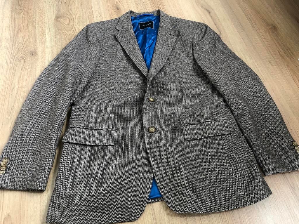 Giordano tailored blazer visgraat bruin Martin 52, Maat 52/54 (L), Bruin, Ophalen of Verzenden, Zo goed als nieuw