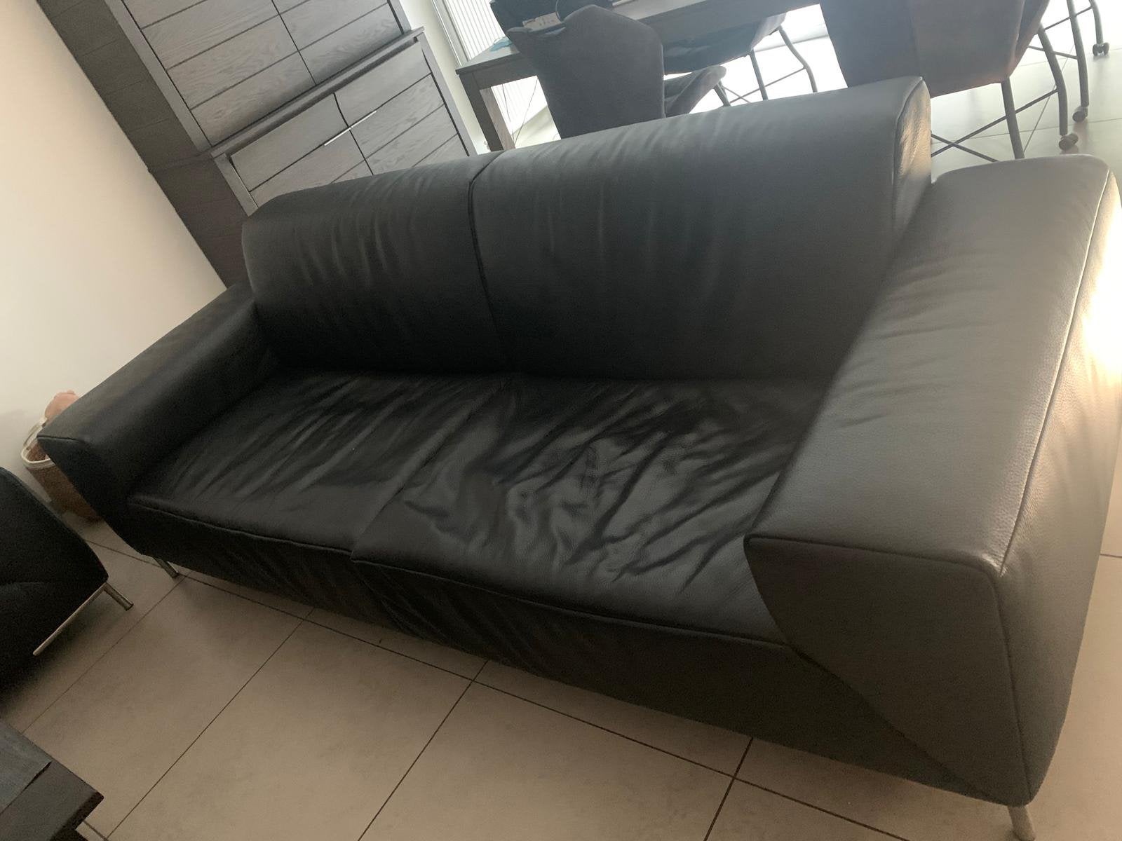 Gratis zwart leder bankstel, Ophalen, Gebruikt, Overige maten, Rechte bank