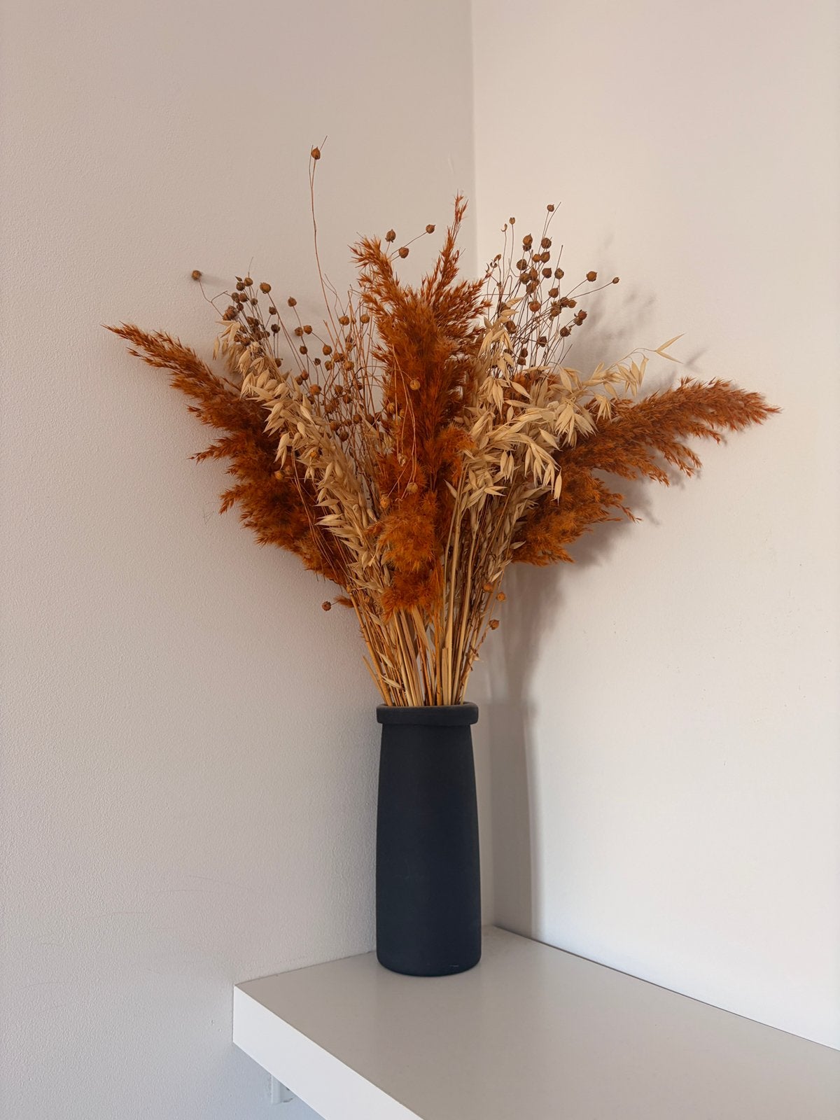 Vaas met droogbloemen, Huis en Inrichting, Woonaccessoires | Droogbloemen, Ophalen of Verzenden, Zo goed als nieuw