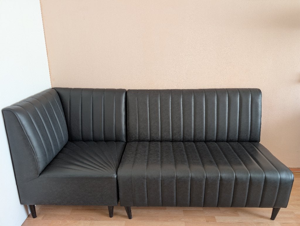 Horeca bank kunstleer zwart, Horeca, Minder dan 75 cm, Driepersoons, Leer