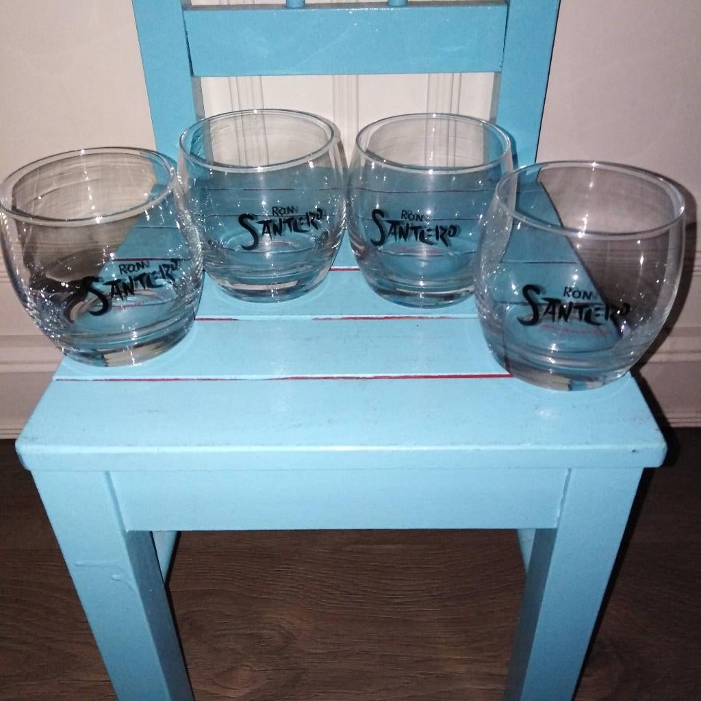 Rum glazen Ron Santero original de Cuba 4 stuks, Ophalen, Glas of Glazen, Overige stijlen, Glas