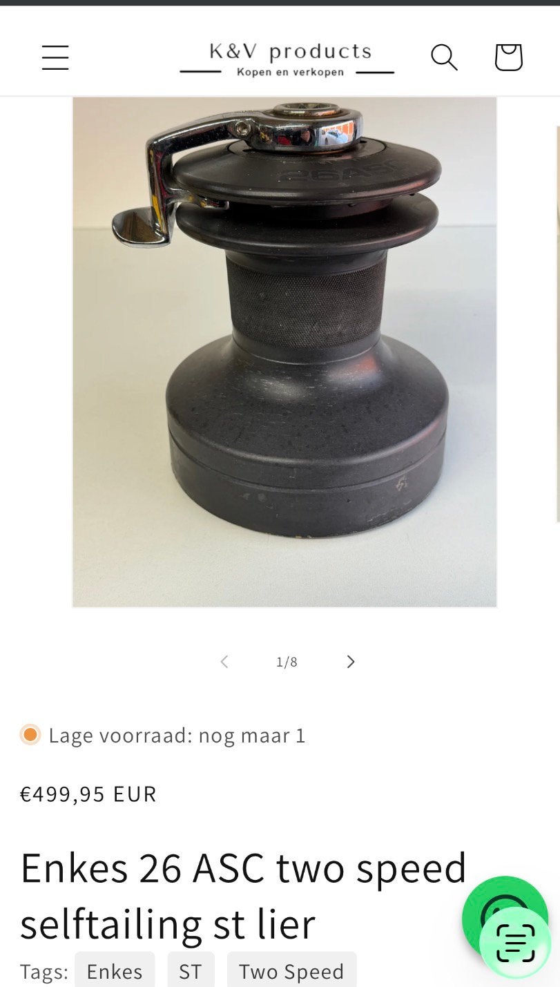 Enkes 26ACS two speed self tailing / st lier, Ophalen of Verzenden, Gebruikt, Overige typen