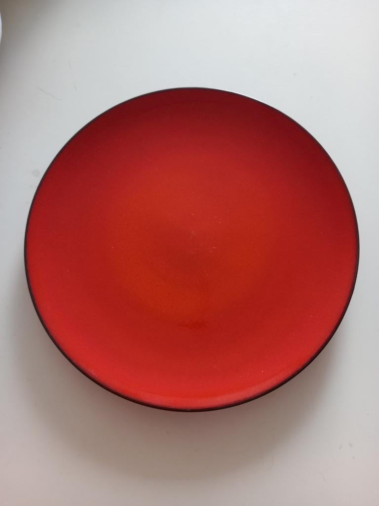 Groot Vintage Oranje Geglazuurd Bord - 29cm Diameter, Ophalen, Gebruikt