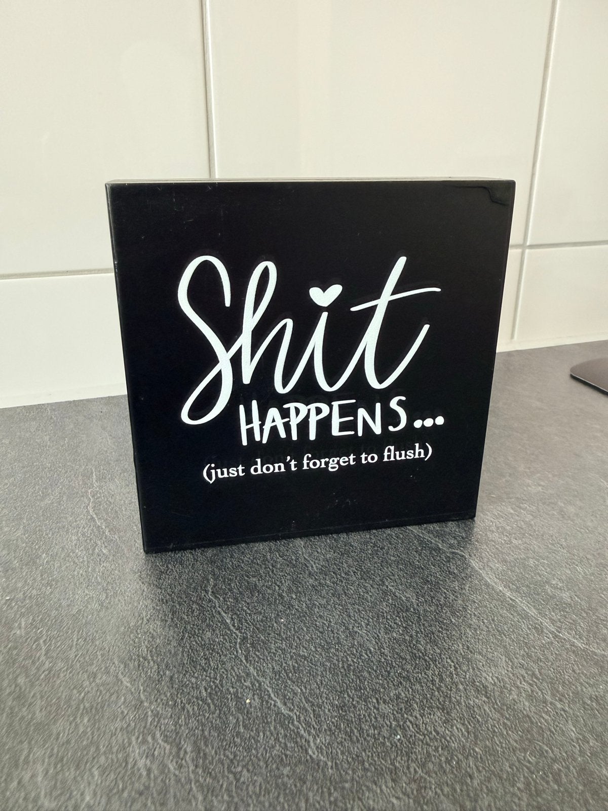 Leuke decoratie voor toilet of badkamer, Ophalen of Verzenden, Gebruikt, Zwart, Hout
