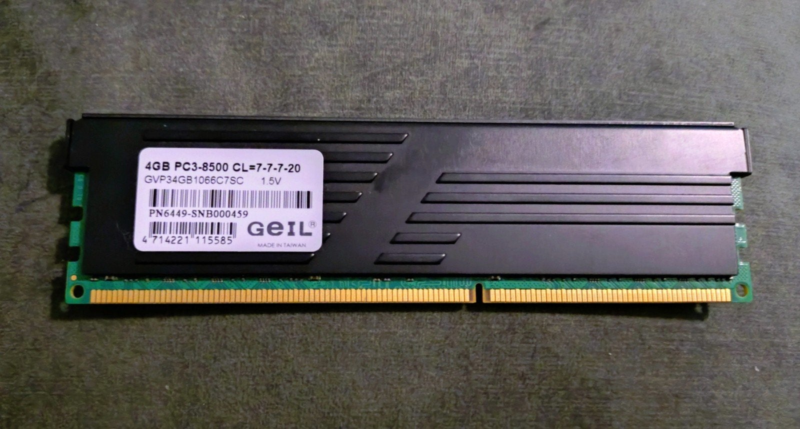 GEIL DDR3 4GB RAM Geheugenbank PC3-8500, Gebruikt, DDR3, Ophalen of Verzenden, Desktop
