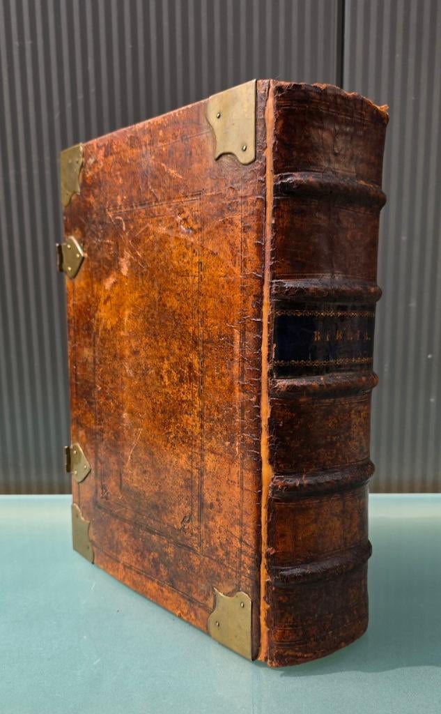 Grote antieke Statenbijbel, Biblia sloten, gravures, kaarten, Antiek en Kunst, Ophalen of Verzenden, S van Velzen Jr