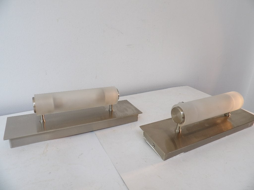 2 gave Design Plafondlampen, jaren '90, RVS/Glas, Halogeen, Gebruikt, Modern, Overige fittingen, Ophalen of Verzenden