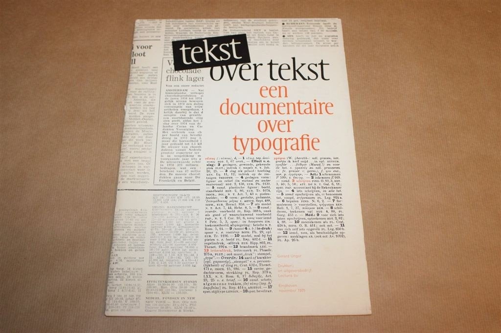 Tekst over Tekst — Documentaire over Typografie 1975, Ophalen of Verzenden, Gelezen, Fotografen