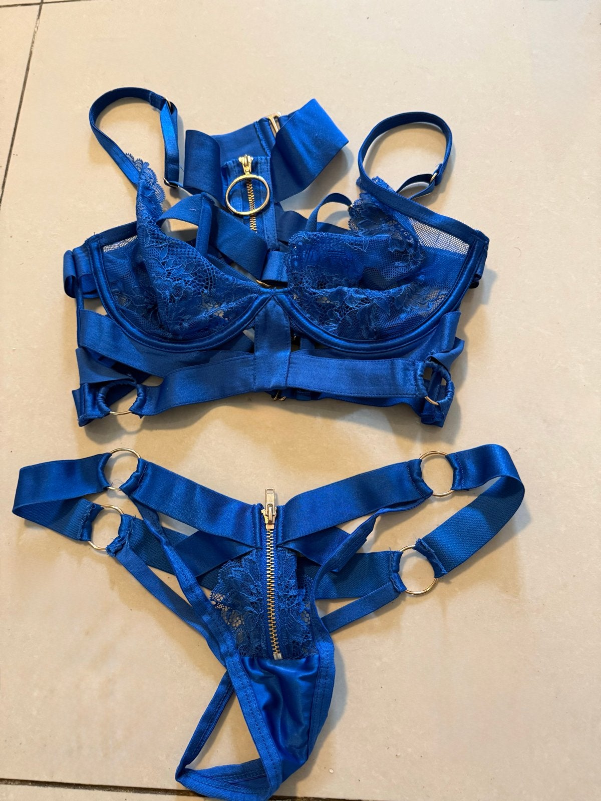 Blauw sexy lingeriesetje size S, Ophalen of Verzenden, Blauw, Setje