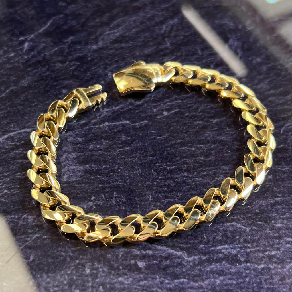 14k gouden armband cuban schakel miami Italy gourmet, Ophalen of Verzenden, Zo goed als nieuw, Goud
