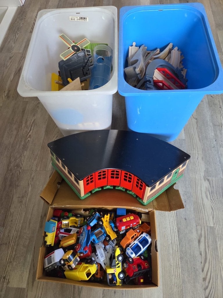 Complete houten treinbaan o.a. Brio, Kinderen en Baby's, Speelgoed | Houten speelgoed, Ophalen, Gebruikt, Overige typen