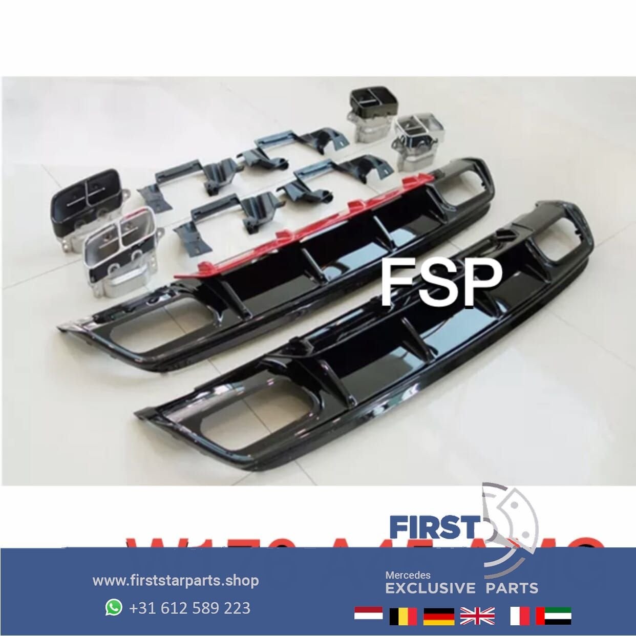 W176 A Klasse 45 AMG FACELIFT DIFFUSER + UITLAAT SIERSTUKKEN, -, -, -