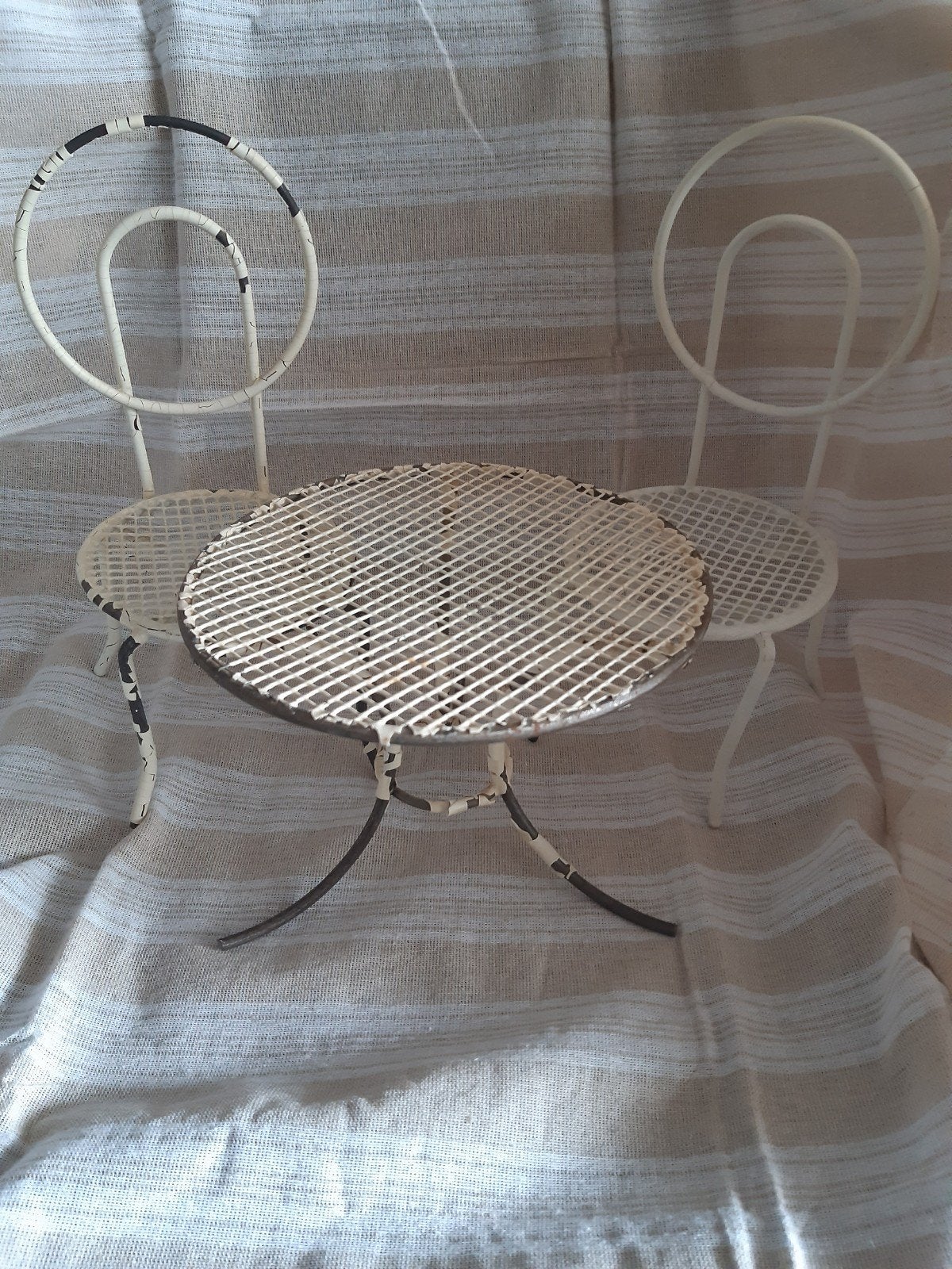 vintage mini franse 3 dlge tuinset tafel+2 stoeltjes, Ophalen of Verzenden