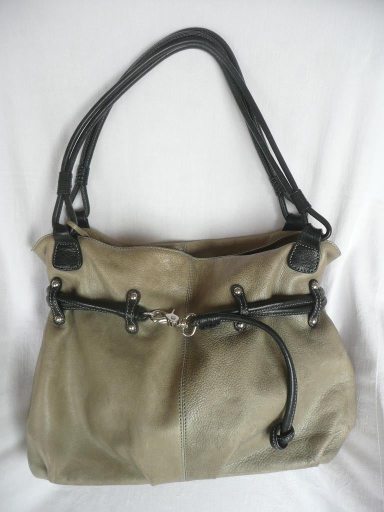 Arma groene leren merktas, tas leer 45x32x15 cm., Ophalen of Verzenden, Gebruikt, Groen, Handtas