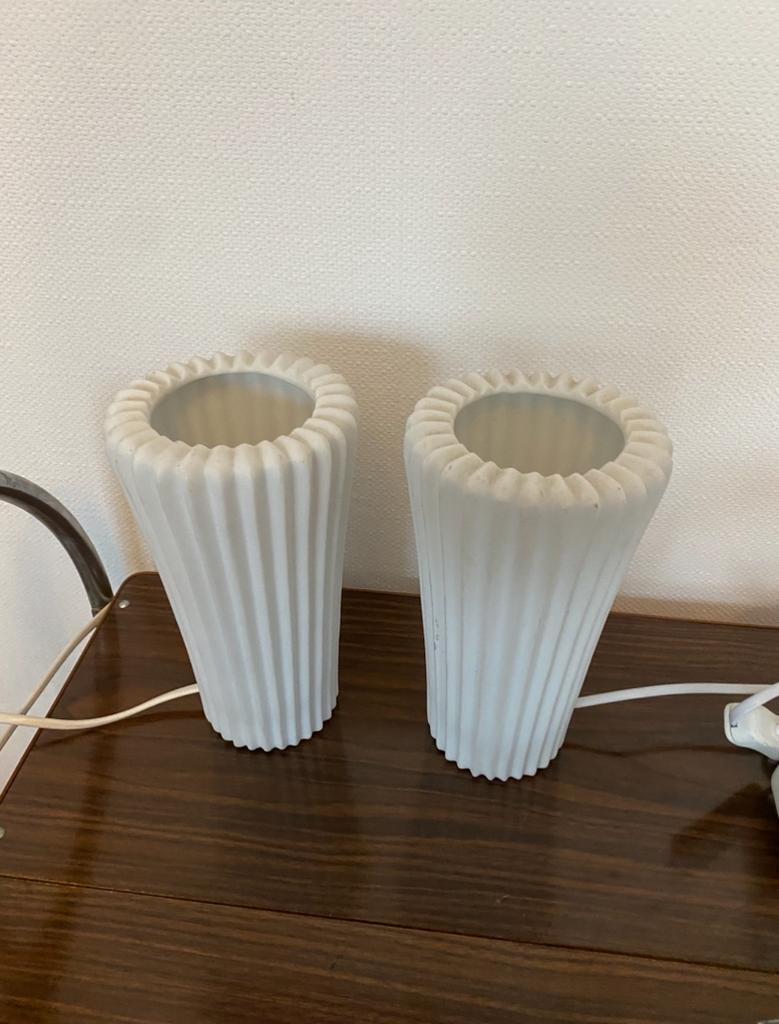 Set Vintage Ikea Bista Tafellampen - Wit, Ophalen of Verzenden, Zo goed als nieuw, Kunststof, Minder dan 50 cm