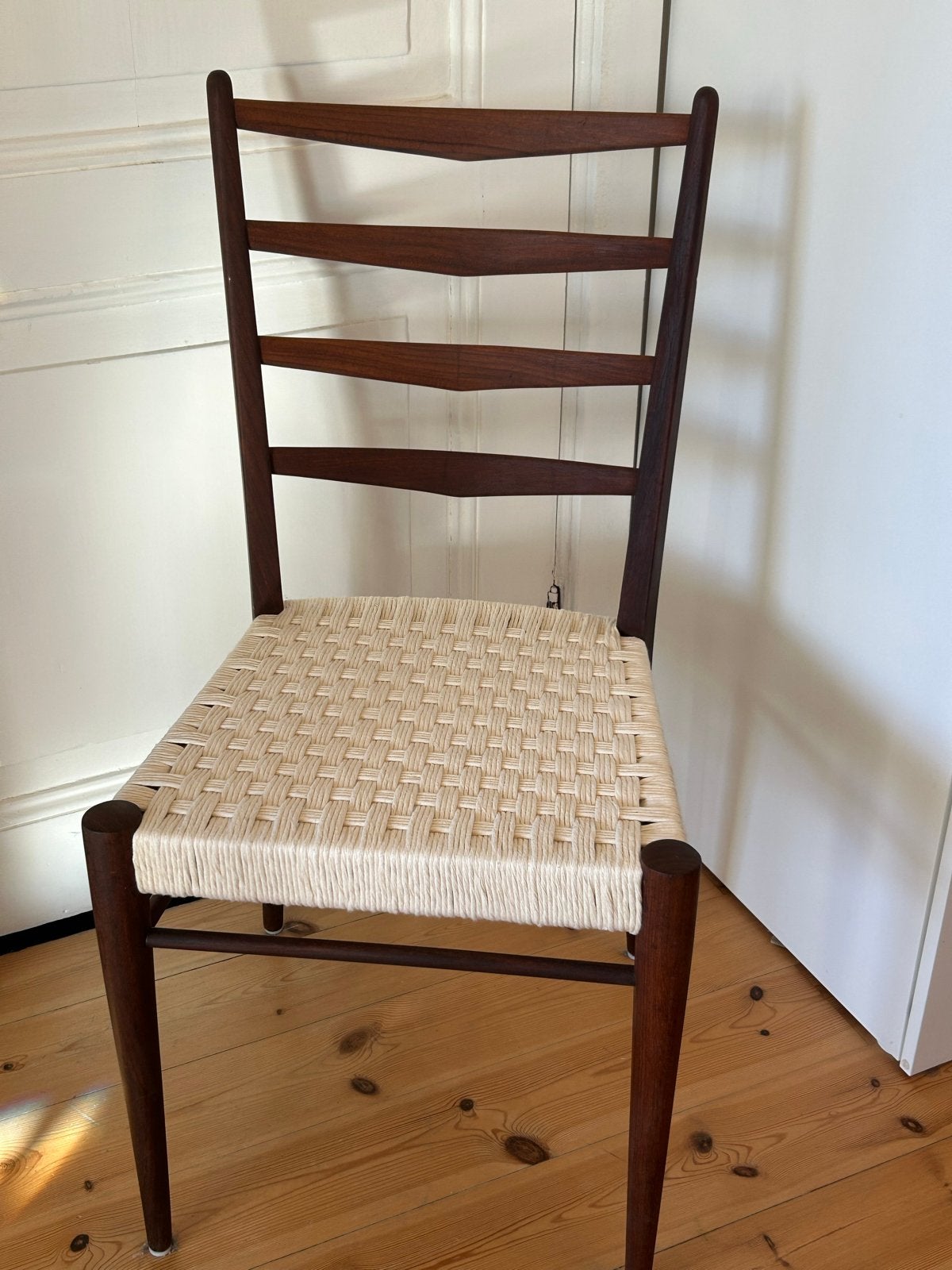 4 Pastoe ST09 Cees Braakman stoelen katoenen zitting, Ophalen, Gebruikt, Bruin, Vier