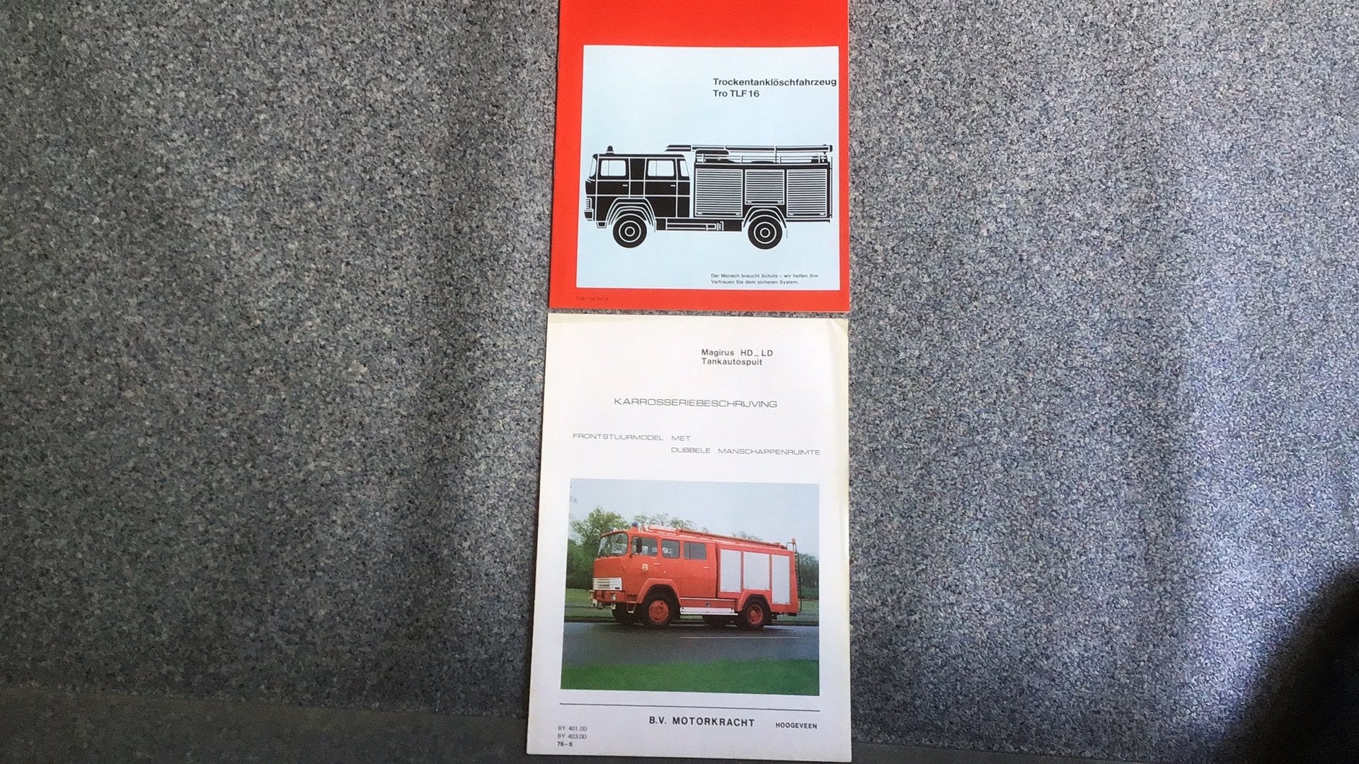 MAGIRUS DEUTZ BRANDWEERWAGEN+ FOLDER MOTORKRACHT HOOGEVEEN, Ophalen of Verzenden, Zo goed als nieuw, Overige merken, Diverse auteurs