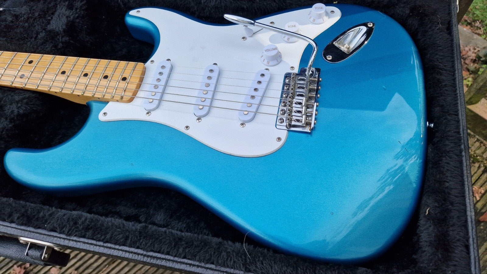 Fender Stratocaster 2013 mim lake placid blue met koffer, Muziek en Instrumenten, Ophalen, Gebruikt, Solid body, Fender