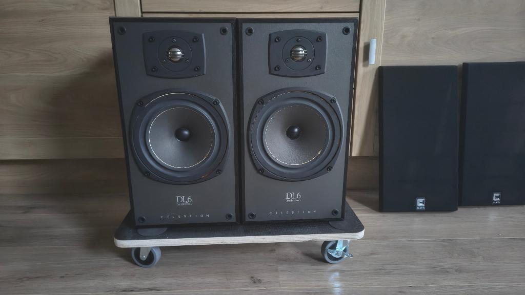 Celestion DL6, Gebruikt, 60 tot 120 watt, Front, Rear of Stereo speakers, Ophalen