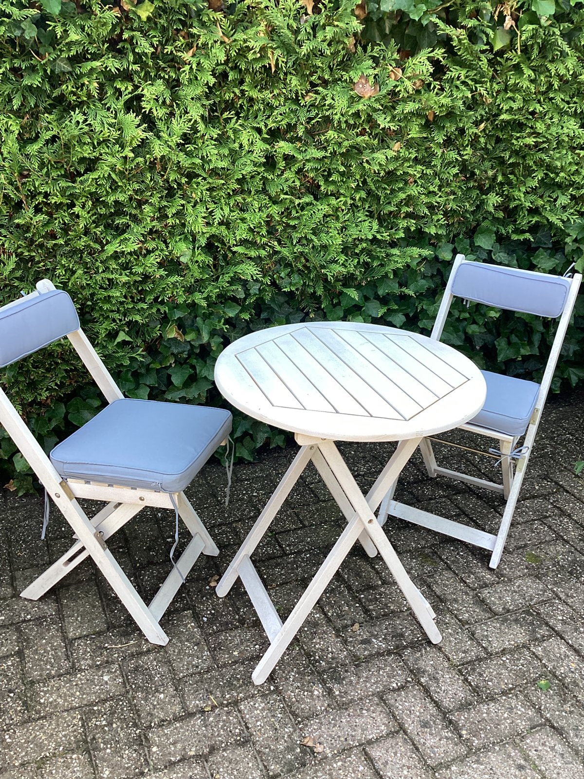 Mooi frans bistro set, Ophalen, Zo goed als nieuw, Hout, 2 zitplaatsen
